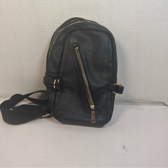 Other - Black, Leather Sling, Backpack Adjustable Strap, Zipper READ